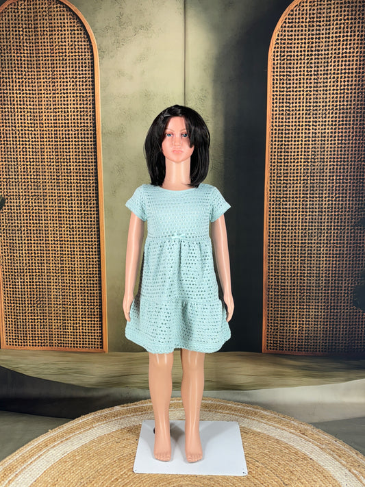 Kids Cotton Tiered Frock - Pastel Blue