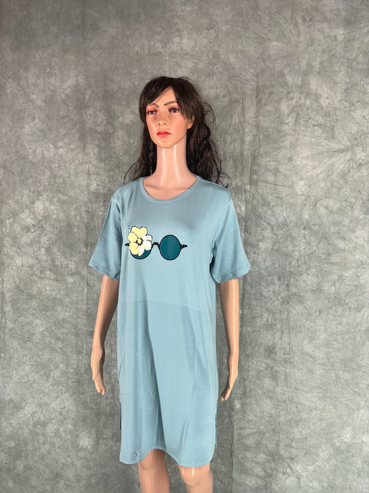 Soft Cotton Long Tee - Pastel Blue