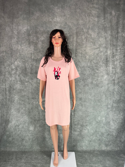 Soft Cotton Long Tee - Peach