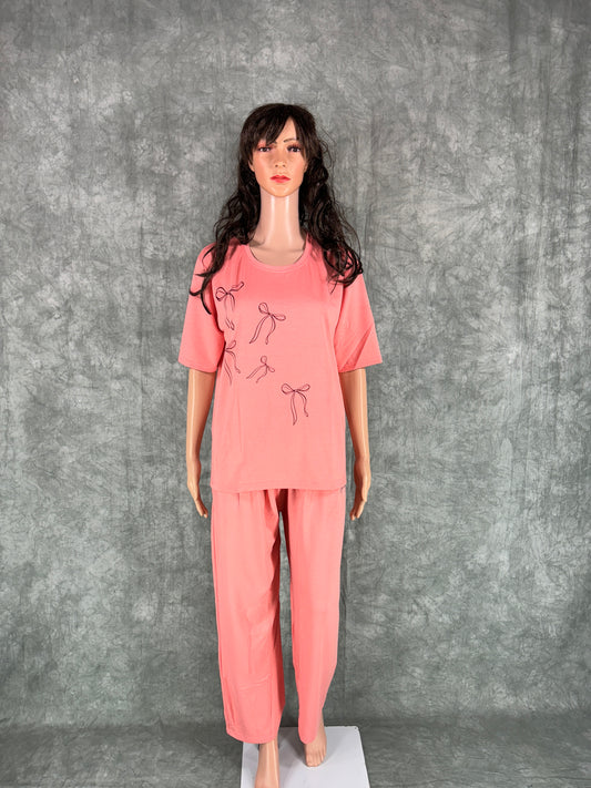 Soft Cotton Co-ord Set for Women - Peach