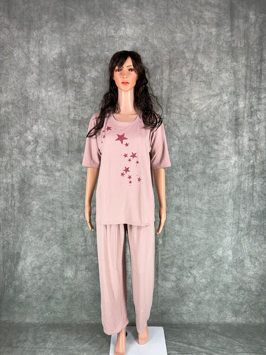 Soft Cotton Co-ord Set for Women - Dusty Pink