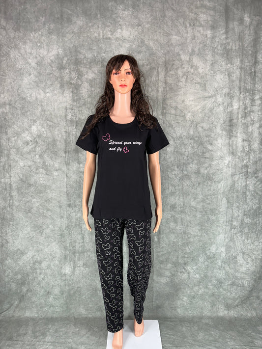 Haniya Cotton Co-ord Set for Women - Black