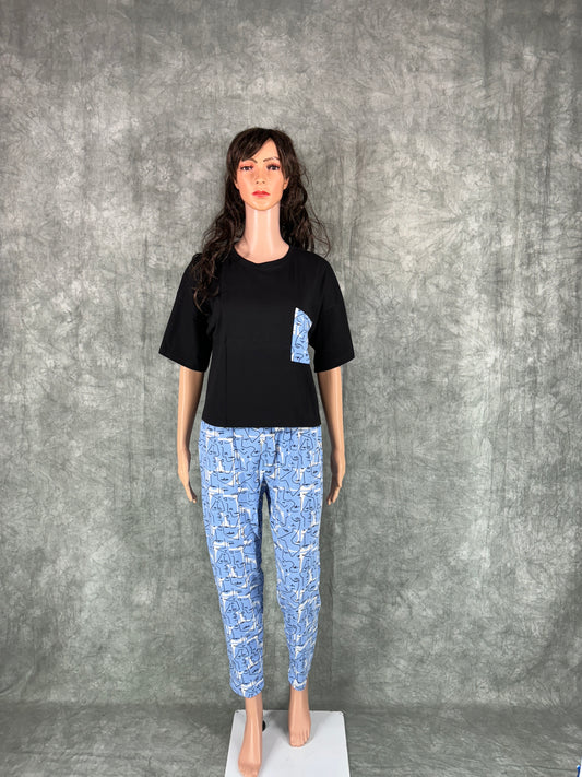 Serah Oversized T-Shirt & Pant for Women - Black