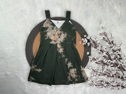 Kids Cotton Tie & Dye Frock - Green