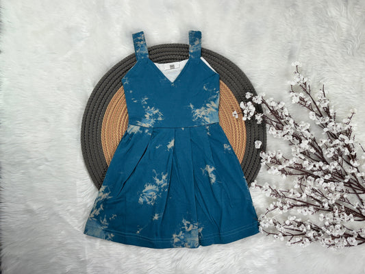 Kids Cotton Tie & Dye Frock - Blue