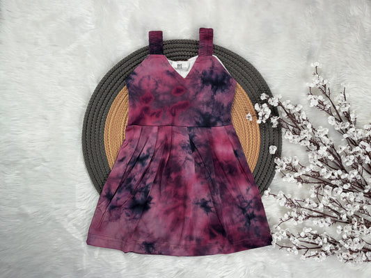 Kids Cotton Tie & Dye Frock - Purple