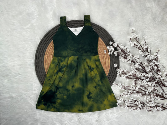Kids Cotton Tie & Dye Frock - Green