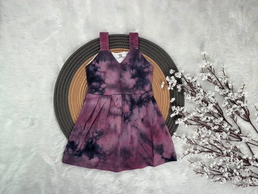 Kids Cotton Tie & Dye Frock - Purple