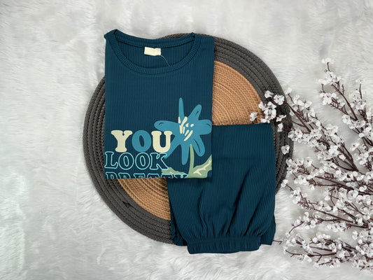 Girls Lycra Co-ord Set - Blue