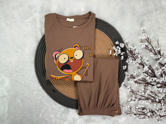 Girls Lycra Co-ord Set - Brown