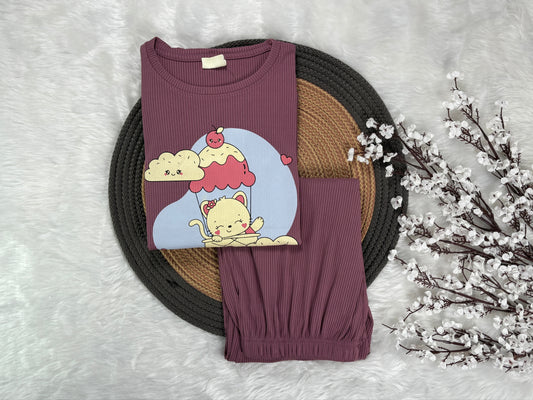 Girls Lycra Co-ord Set - Mauve