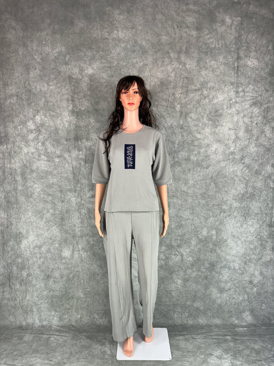 Pravya Cotton Blend Co-ord Set for Women - Grey