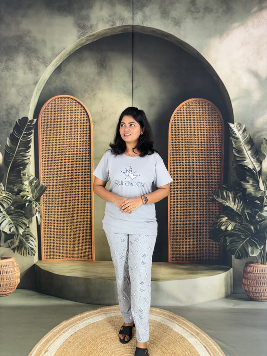 Haniya Cotton Co-ord Set for Women - Grey