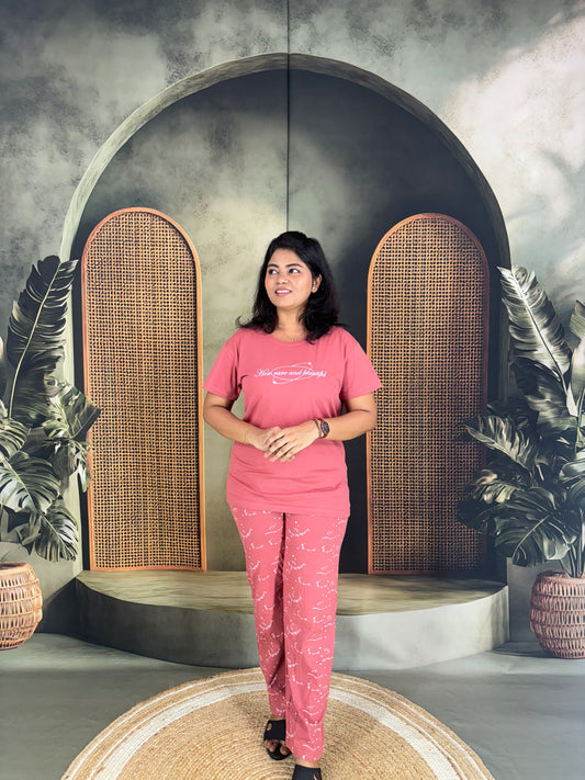 Haniya Cotton Co-ord Set for Women - Orange