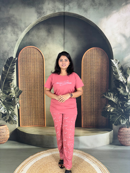 Haniya Cotton Co-ord Set for Women - Orange