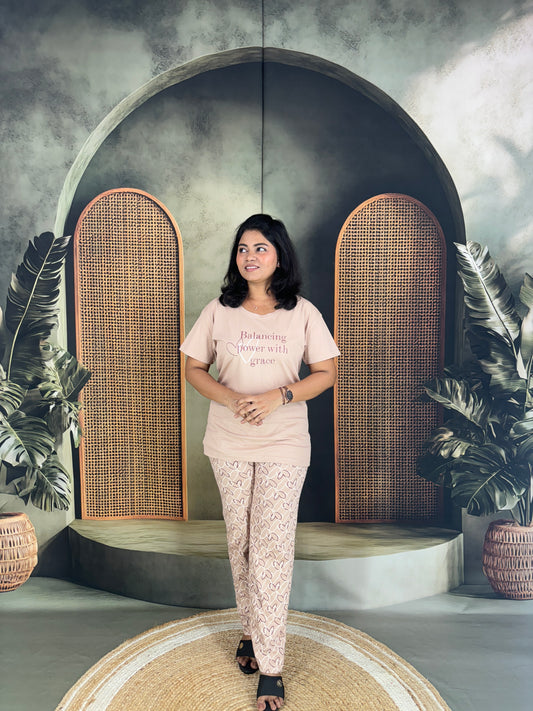 Haniya Cotton Co-ord Set for Women - Beige