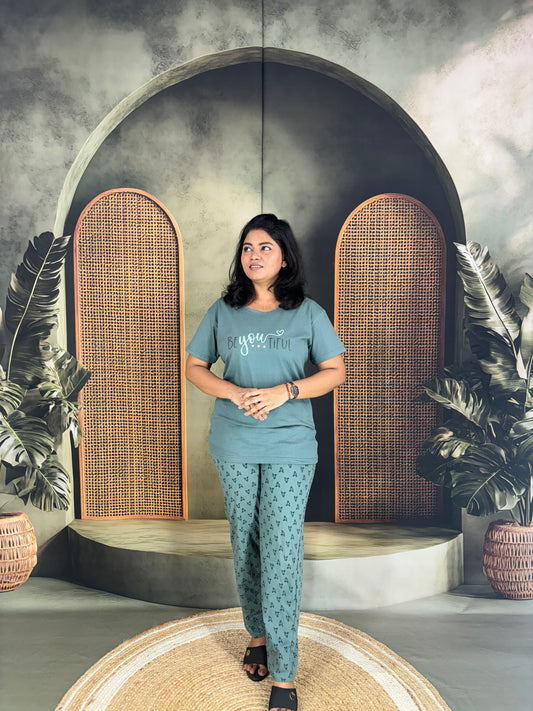 Haniya Cotton Co-ord Set for Women - Green