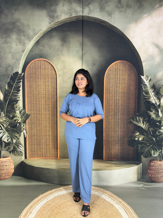 Soft Cotton Co-ord Set for Women - Blue