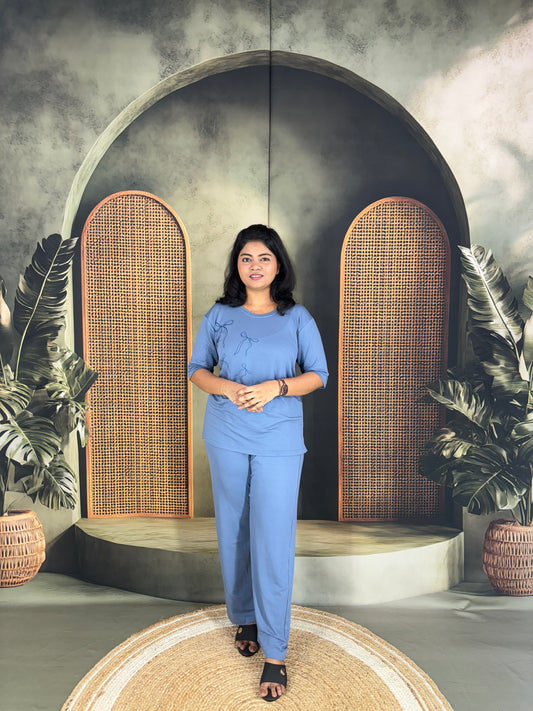 Soft Cotton Co-ord Set for Women - Blue