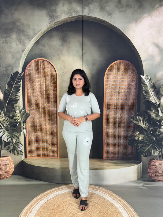 Soft Cotton Co-ord Set for Women - Pastel Green