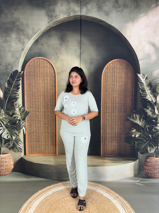 Soft Cotton Co-ord Set for Women - Pastel Green