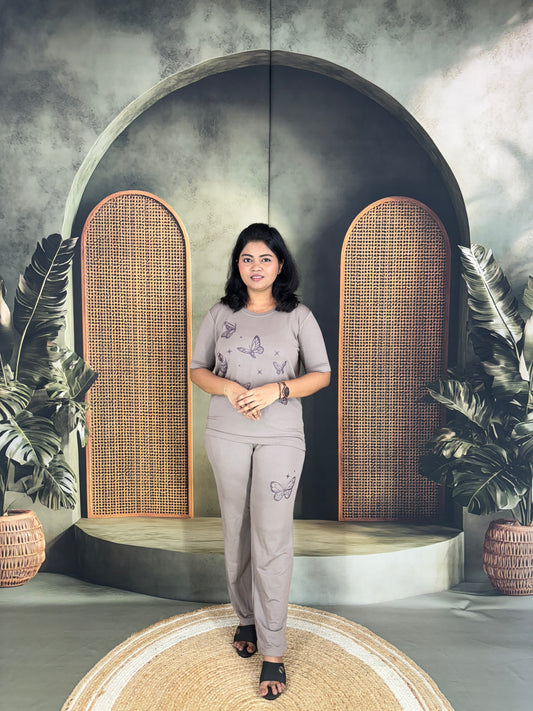 Soft Cotton Co-ord Set for Women - Brown