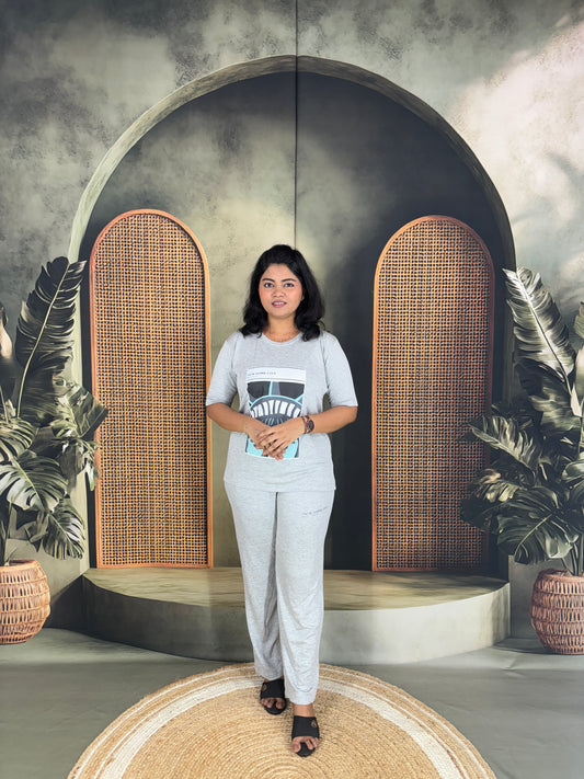 Soft Cotton Co-ord Set for Women - Grey