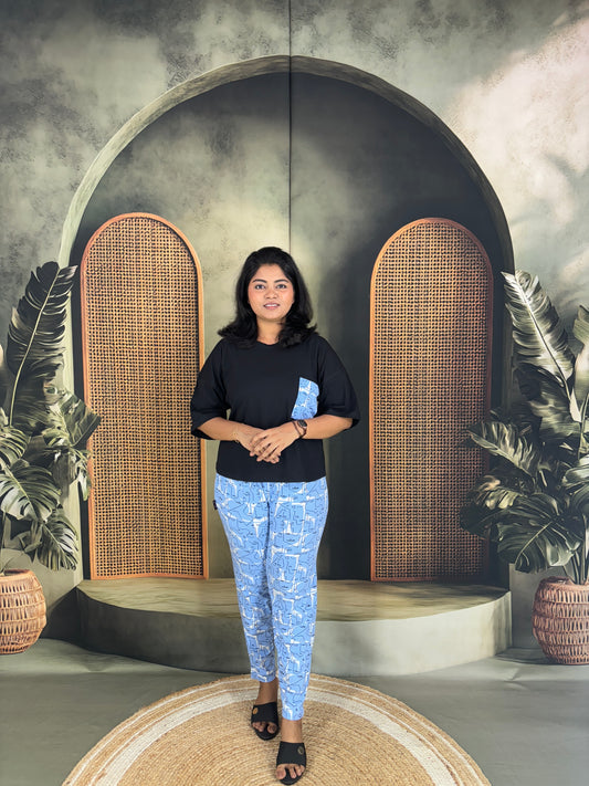 Serah Oversized T-Shirt & Pant for Women - Black