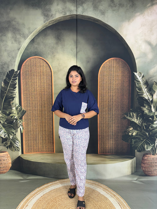 Serah Oversized T-Shirt & Pant for Women - Blue