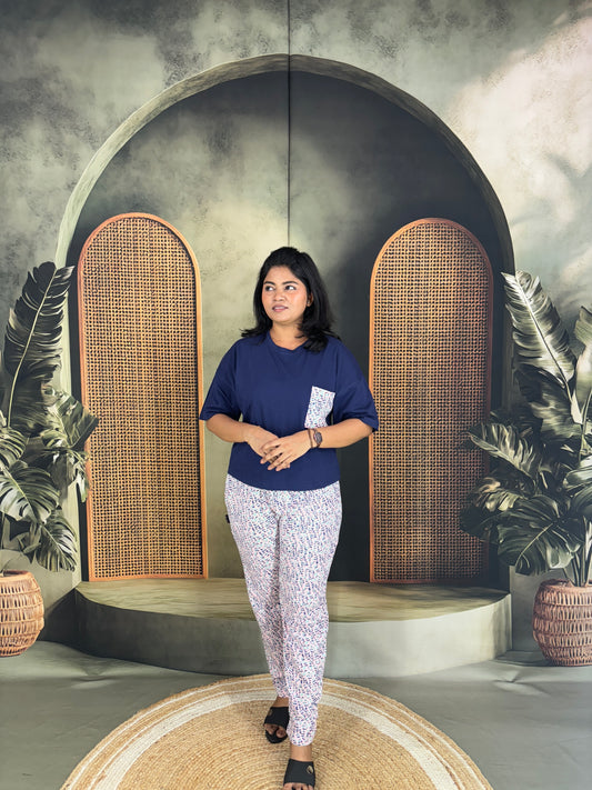 Serah Oversized T-Shirt & Pant for Women - Blue