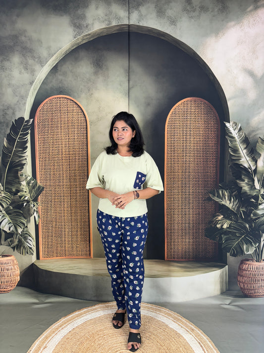 Serah Oversized T-Shirt & Pant for Women - Pista Green