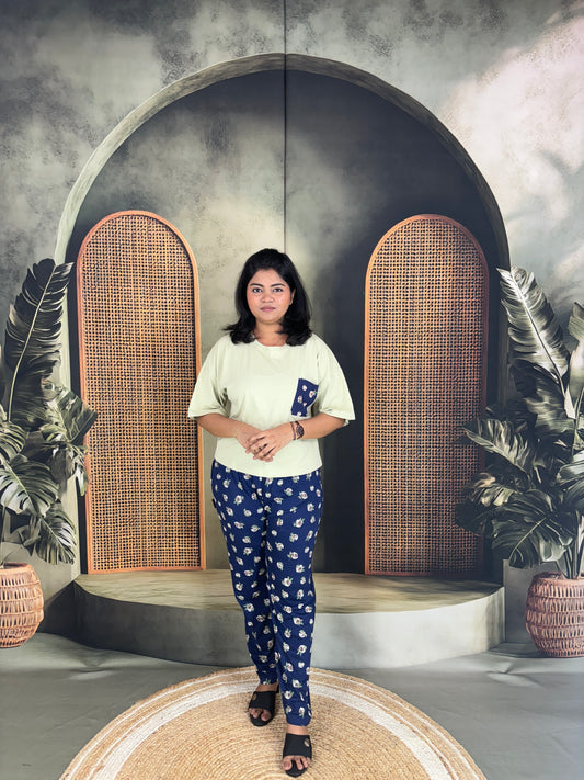 Serah Oversized T-Shirt & Pant for Women - Pista Green