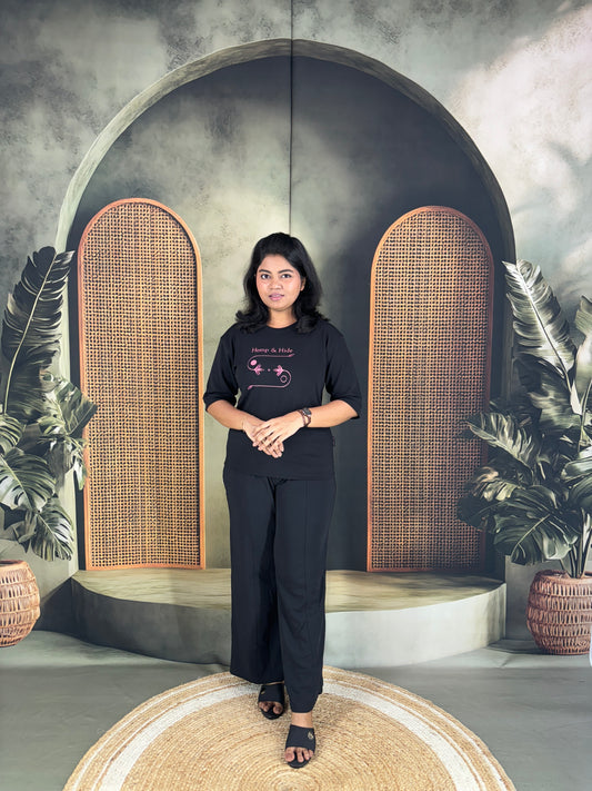 Pravya Cotton Blend Co-ord Set for Women - Black