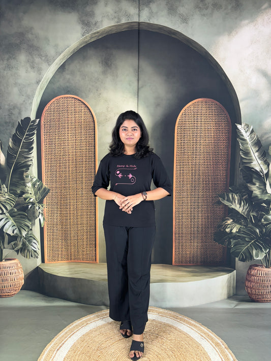 Pravya Cotton Blend Co-ord Set for Women - Black