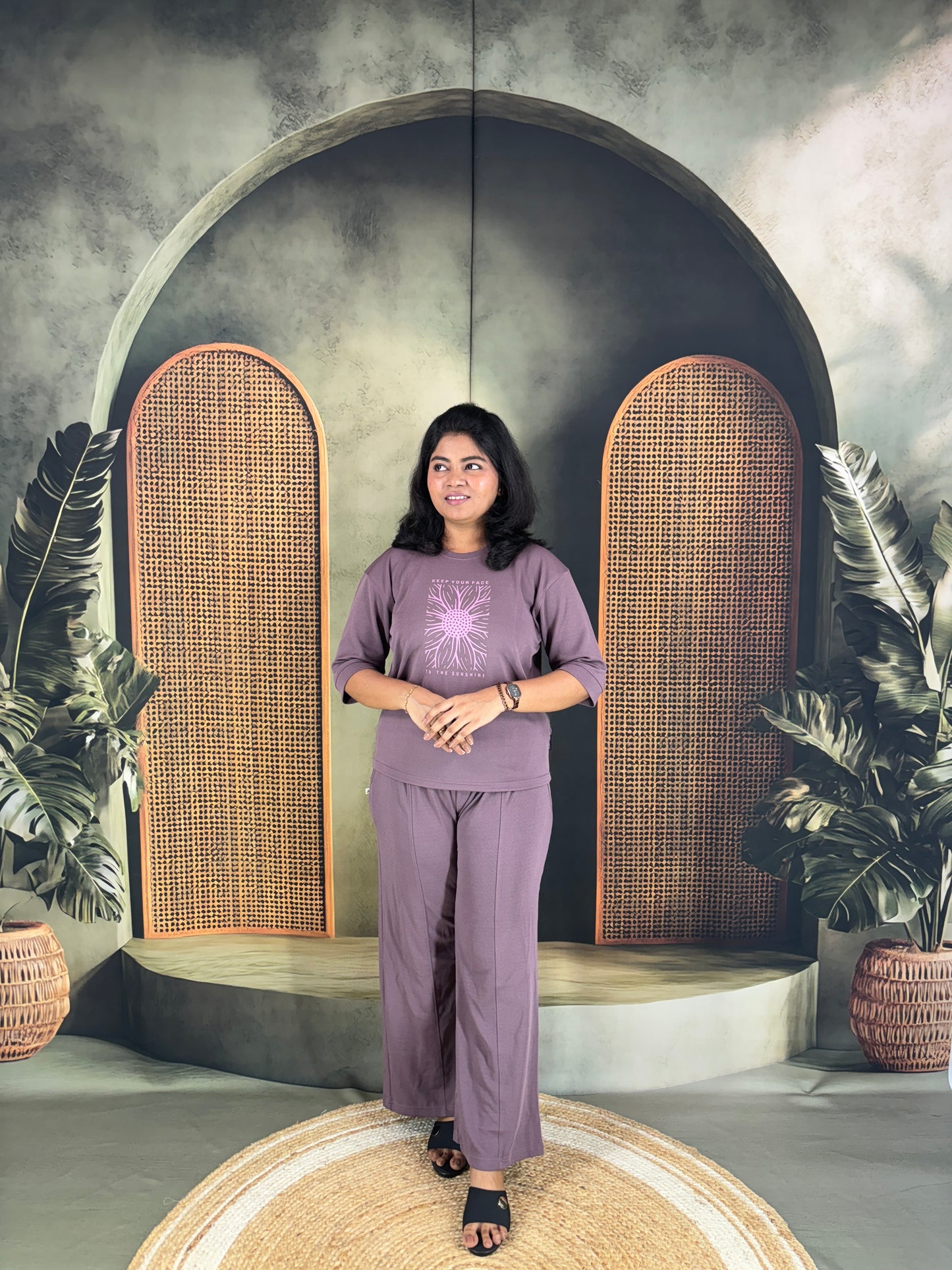 Pravya Cotton Blend Co-ord Set for Women - Purple