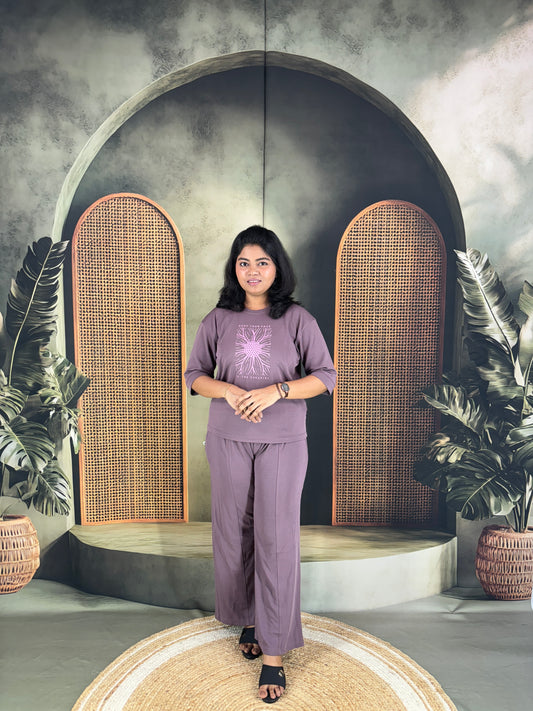 Pravya Cotton Blend Co-ord Set for Women - Purple