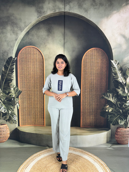 Pravya Cotton Blend Co-ord Set for Women - Grey