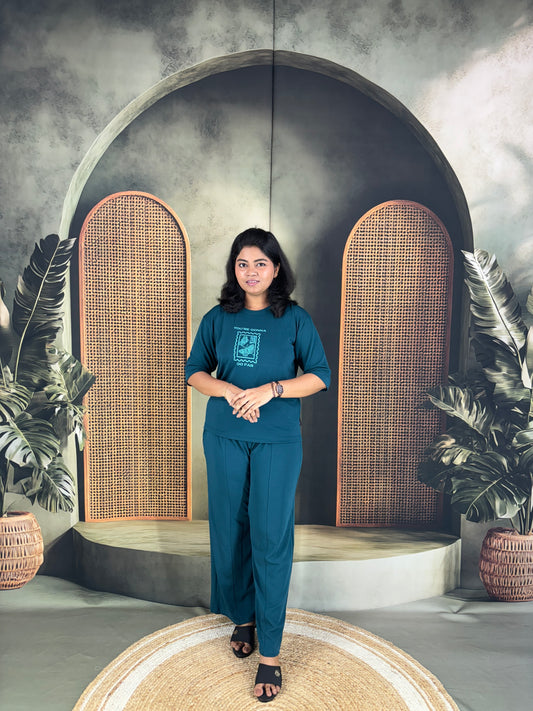 Pravya Cotton Blend Co-ord Set for Women - Green