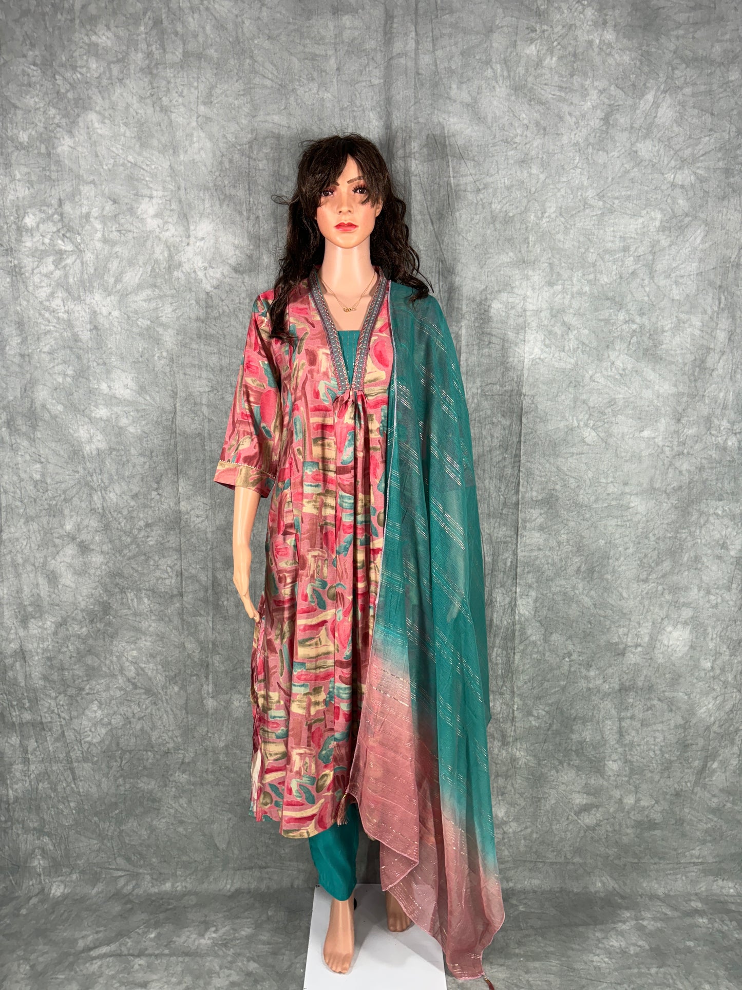 Tanya - Viscose Silk A-line Kurta With Pant and Dupatta
