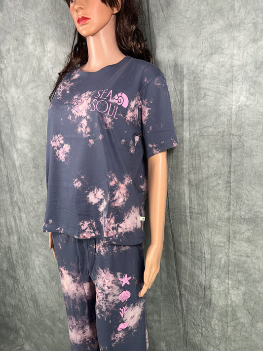 Tie & Dye Co-ord Set for Women - Purple