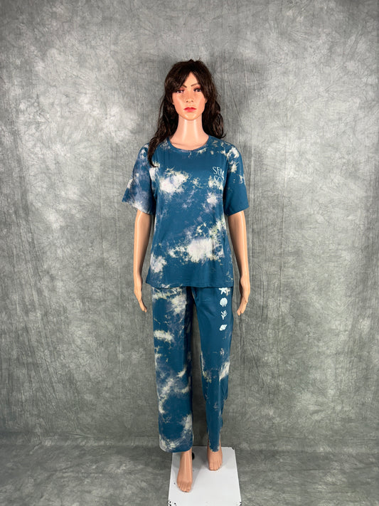 Tie & Dye Co-ord Set for Women - Blue