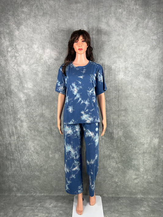 Tie & Dye Co-ord Set for Women - Blue