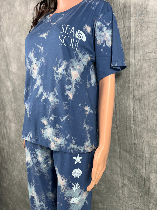 Tie & Dye Co-ord Set for Women - Blue