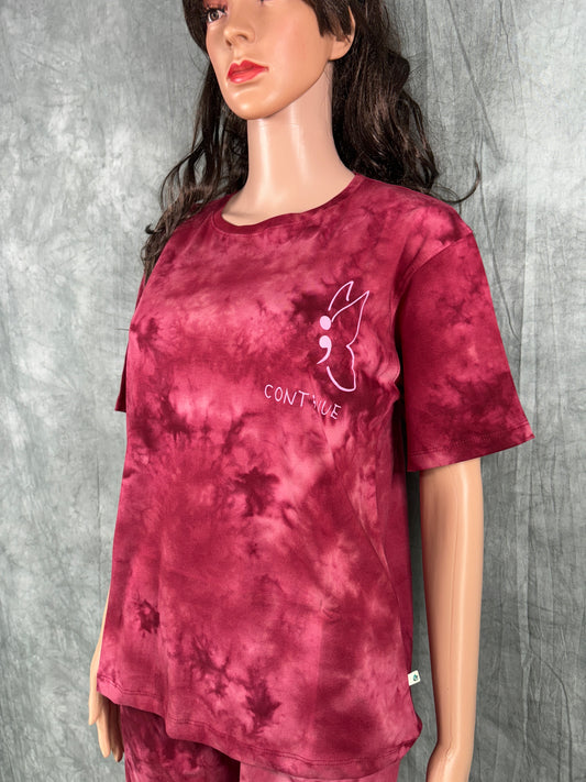 Tie & Dye Co-ord Set for Women - Maroon