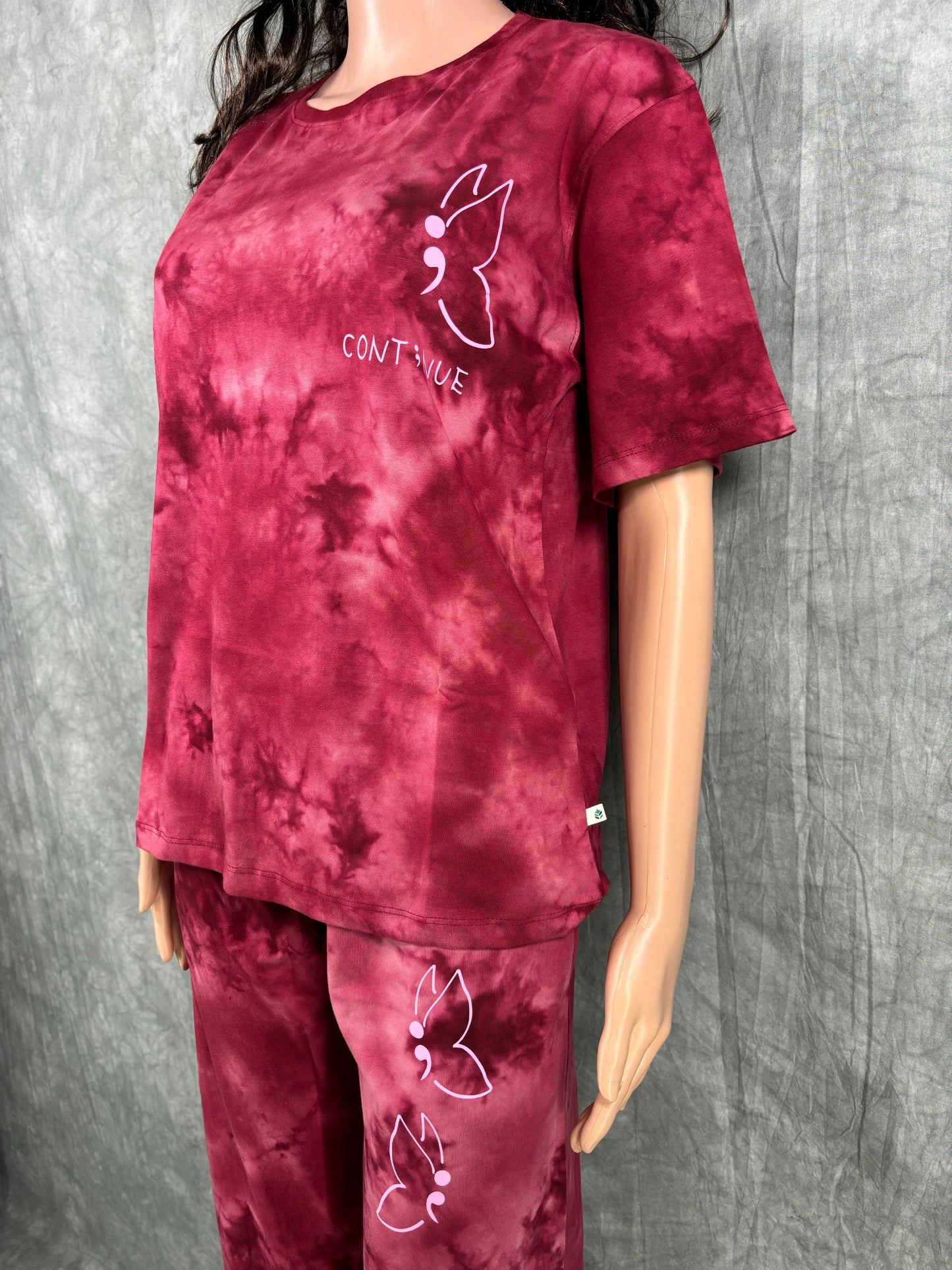 Tie & Dye Co-ord Set for Women - Maroon