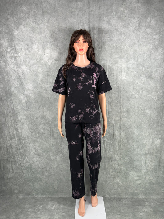 Tie & Dye Co-ord Set for Women - Black