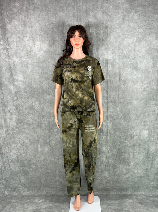 Tie & Dye Co-ord Set for Women - Green