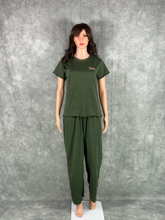 Cotton Blend Co-ord Set for Women - Jungle Green