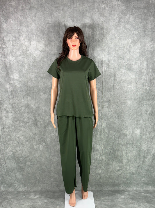 Cotton Blend Co-ord Set for Women - Jungle Green