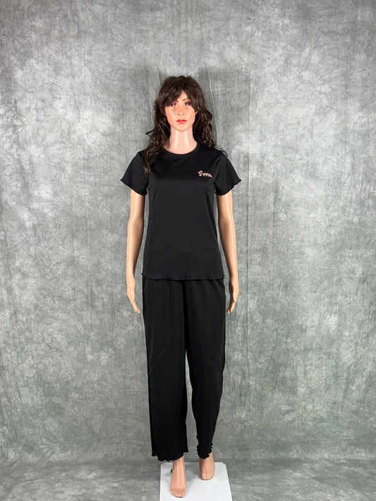 Cotton Blend Co-ord Set for Women - Black